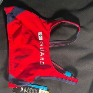 Speedo Navy and Red Racerback Swim Top